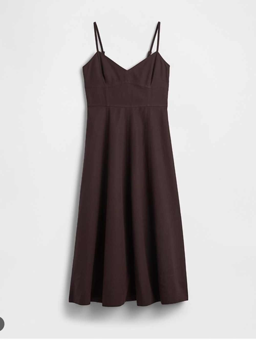 Brown Spaghetti Strap A-Line Dress